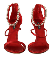 Dolce & Gabbana Red Satin Crystals Sandals Keira Heels Shoes -   -  Dolce & Gabbana.