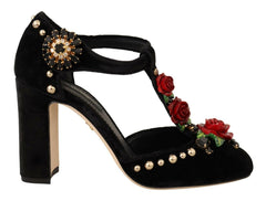 Dolce & Gabbana Black Mary Jane Pumps Roses Crystals Shoes -   -  Dolce & Gabbana.