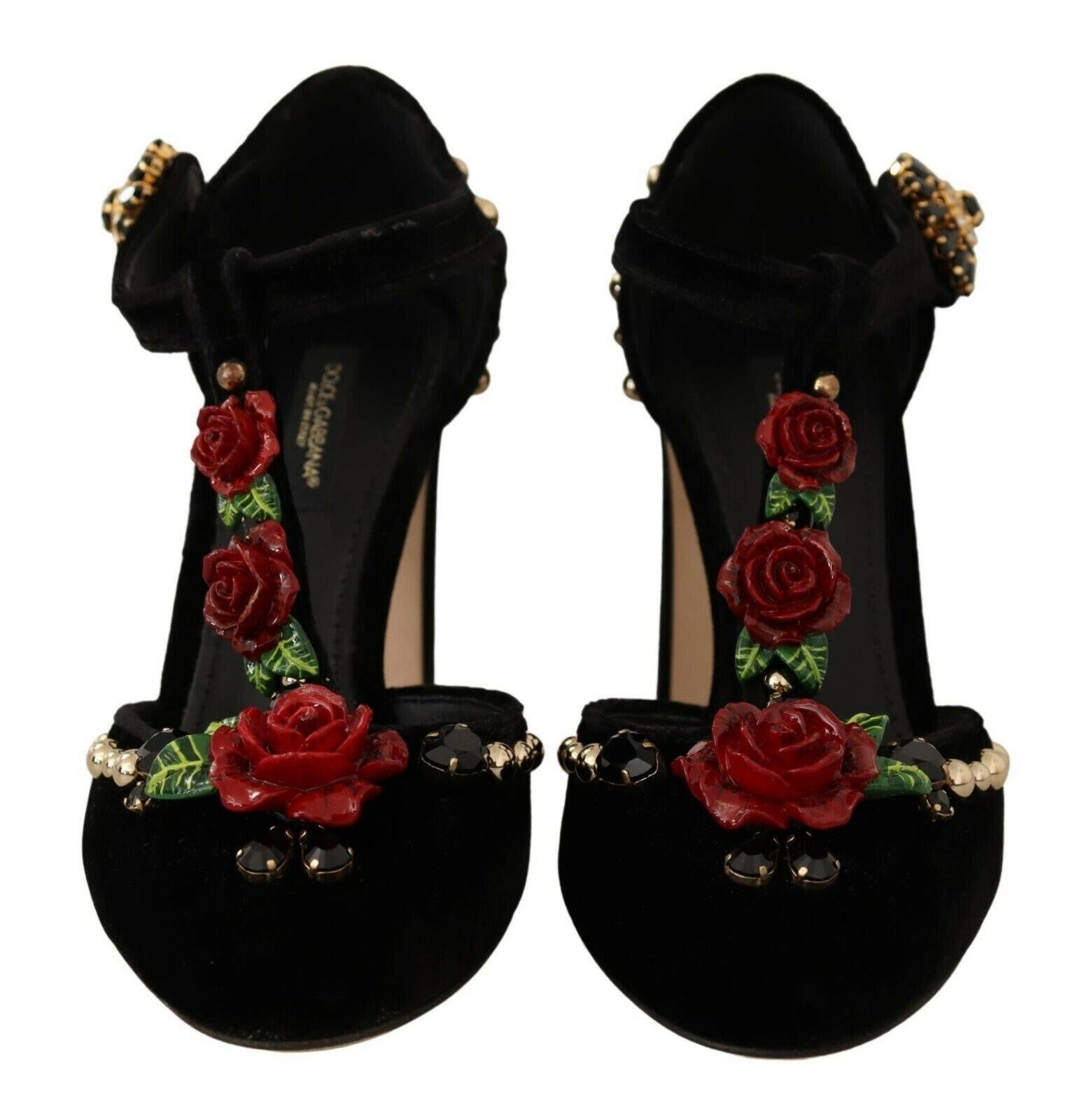 Dolce & Gabbana Black Mary Jane Pumps Roses Crystals Shoes -   -  Dolce & Gabbana. Dolce & Gabbana Black Mary Jane Pumps Roses Crystals Shoes -   -  Dolce & Gabbana.