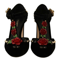 Dolce & Gabbana Black Mary Jane Pumps Roses Crystals Shoes -   -  Dolce & Gabbana.