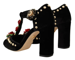 Dolce & Gabbana Black Mary Jane Pumps Roses Crystals Shoes -   -  Dolce & Gabbana.