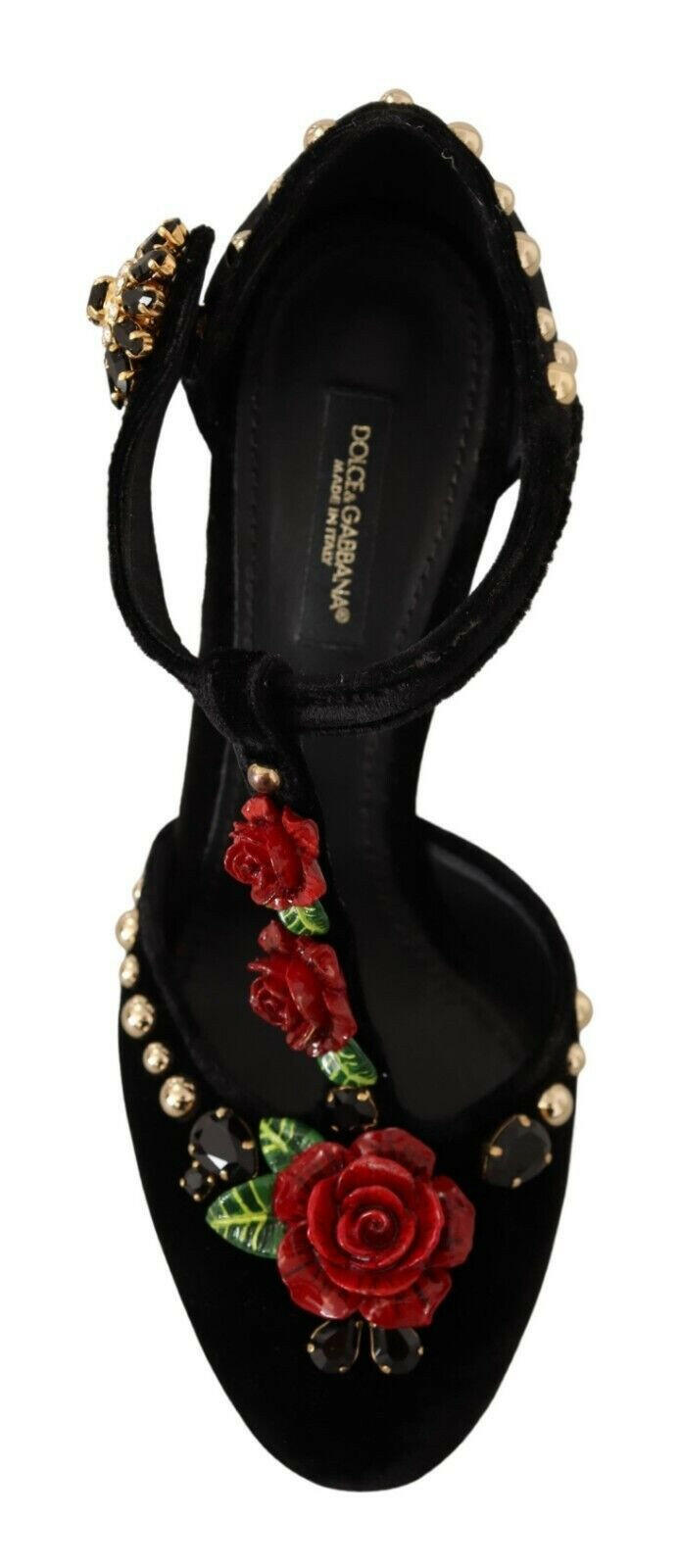 Dolce & Gabbana Black Mary Jane Pumps Roses Crystals Shoes -   -  Dolce & Gabbana. Dolce & Gabbana Black Mary Jane Pumps Roses Crystals Shoes -   -  Dolce & Gabbana.