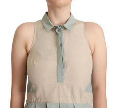 Comeforbreakfast Multicolor Collared Sleeveless Sheath Dress -   -  Comeforbreakfast.