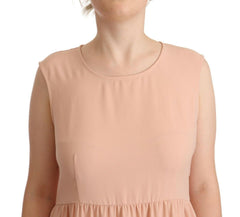 Twinset Beige Polyester Sleeveless Shift Knee Length Dress -   -  Twinset.