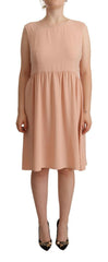 Twinset Beige Polyester Sleeveless Shift Knee Length Dress -   -  Twinset.