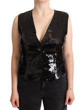 Dolce & Gabbana Black Sequin V-Neck Sleeveless Vest Tank Top -   -  Dolce & Gabbana.
