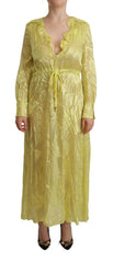 Patrizia Pepe Yellow Silk Long Sleeves Plunging Maxi Dress -   -  Patrizia Pepe.