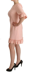Dolce & Gabbana Pink Ruffled Sleeves Viscose Sheath Dress -   -  Dolce & Gabbana.