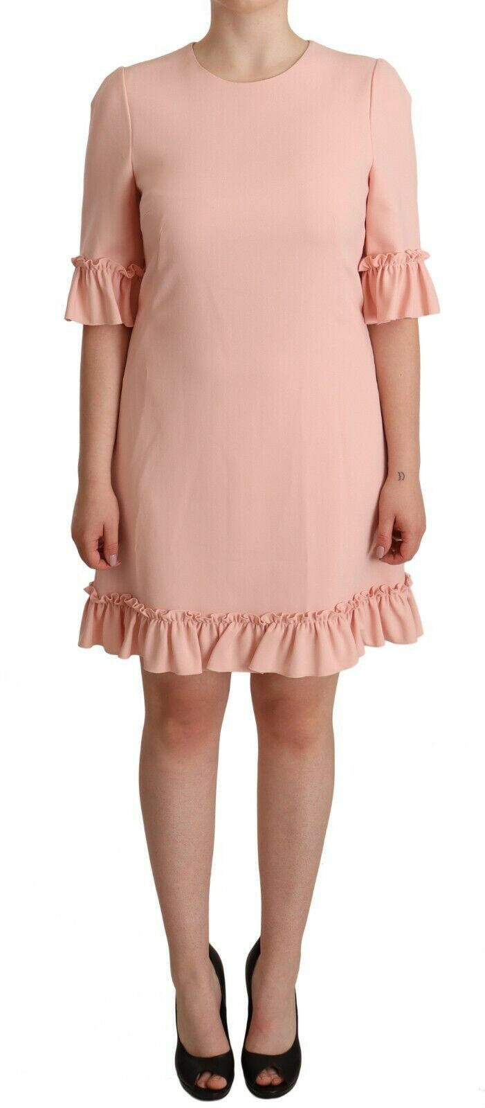 Dolce & Gabbana Pink Ruffled Sleeves Viscose Sheath Dress -   -  Dolce & Gabbana. Dolce & Gabbana Pink Ruffled Sleeves Viscose Sheath Dress -   -  Dolce & Gabbana.