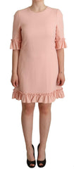 Dolce & Gabbana Pink Ruffled Sleeves Viscose Sheath Dress -   -  Dolce & Gabbana.