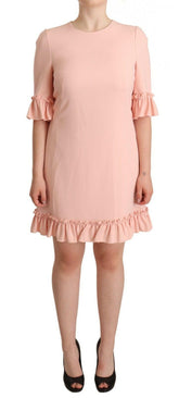 Dolce & Gabbana Pink Ruffled Sleeves Viscose Sheath Dress -   -  Dolce & Gabbana.