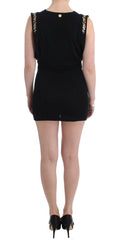 Roccobarocco Black Embellished Jersey Mini Sheath Short Dress -   -  Roccobarocco.
