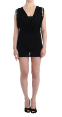 Roccobarocco Black Embellished Jersey Mini Sheath Short Dress -   -  Roccobarocco.
