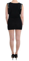 Roccobarocco Black Embellished Jersey Mini Sheath Short Dress -   -  Roccobarocco.