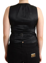 Dolce & Gabbana Black Button Down Sleeveless Viscose Vest Top -   -  Dolce & Gabbana.