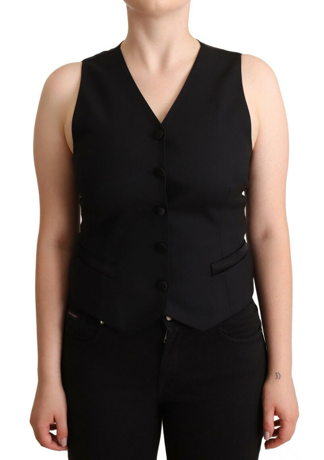 Dolce & Gabbana Black Button Down Sleeveless Viscose Vest Top -   -  Dolce & Gabbana.