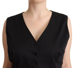 Dolce & Gabbana Black Button Down Sleeveless Vest Waiscoat Top -   -  Dolce & Gabbana.