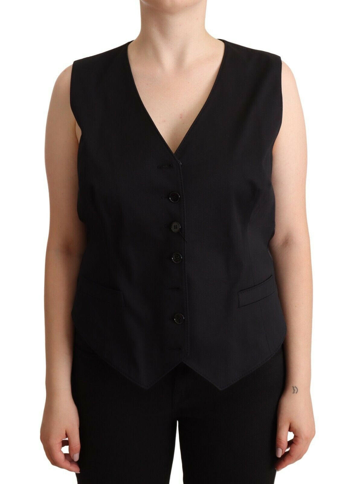 Dolce & Gabbana Black Button Down Sleeveless Vest Waiscoat Top -   -  Dolce & Gabbana.