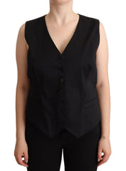 Dolce & Gabbana Black Button Down Sleeveless Vest Waiscoat Top -   -  Dolce & Gabbana.