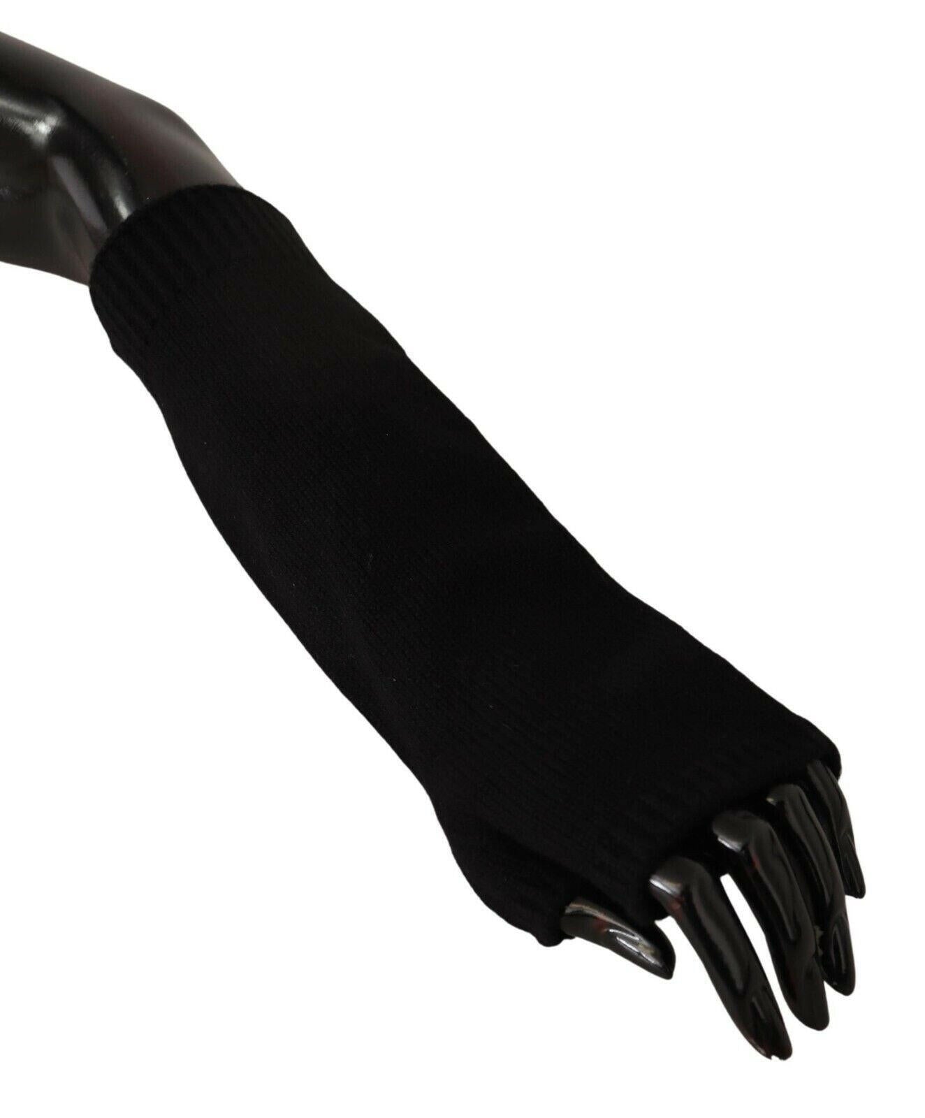 Dolce & Gabbana Black Knitted Fingerless Elbow Length Gloves - - Dolce & Gabbana.