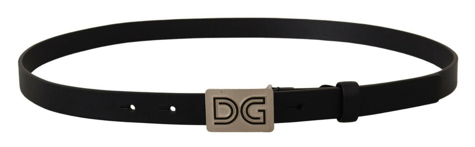 Dolce & Gabbana Black Leather Silver DG Logo Buckle Belt -   -  Dolce & Gabbana. Dolce & Gabbana Black Leather Silver DG Logo Buckle Belt -   -  Dolce & Gabbana.