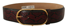 Dolce & Gabbana Red Exotic Leather Gold Oval Buckle Belt -   -  Dolce & Gabbana.