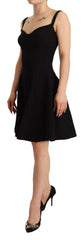 Dolce & Gabbana Black Fit Flare Wool Stretch Sheath Dress -   -  Dolce & Gabbana.
