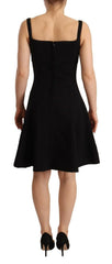Dolce & Gabbana Black Fit Flare Wool Stretch Sheath Dress -   -  Dolce & Gabbana.