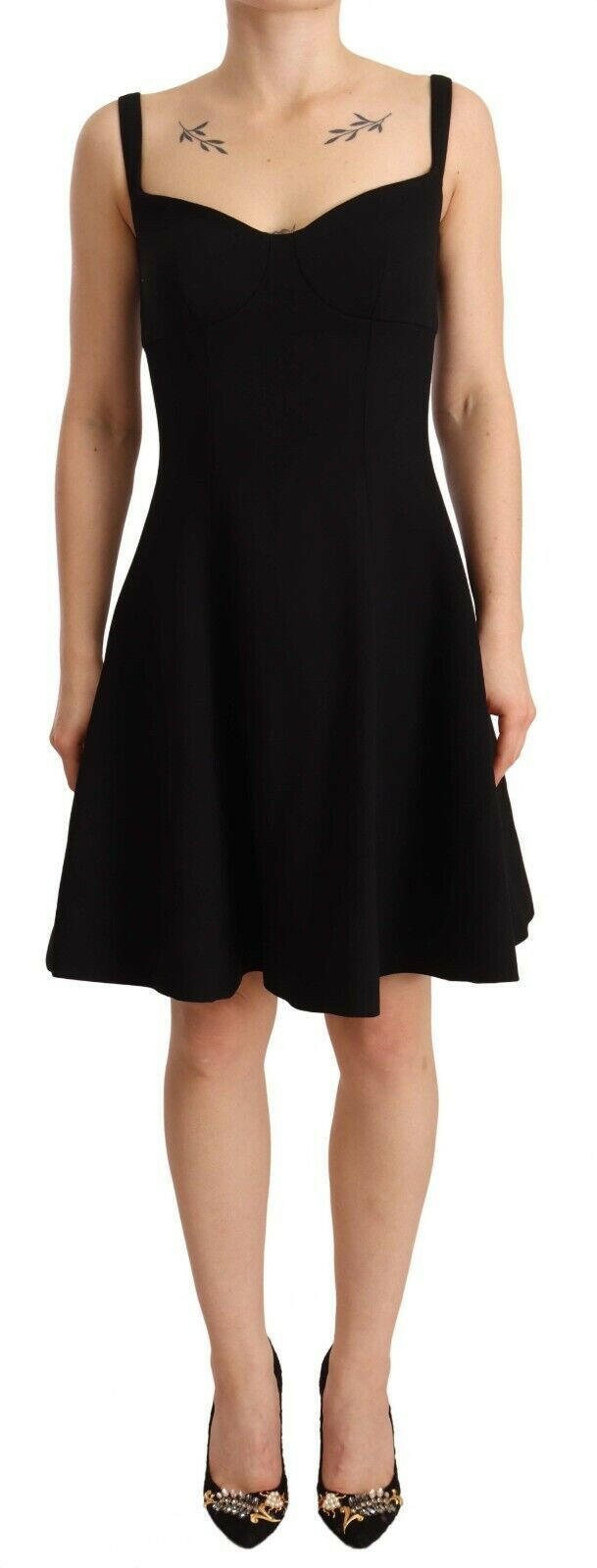 Dolce & Gabbana Black Fit Flare Wool Stretch Sheath Dress -   -  Dolce & Gabbana.