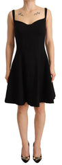 Dolce & Gabbana Black Fit Flare Wool Stretch Sheath Dress -   -  Dolce & Gabbana.