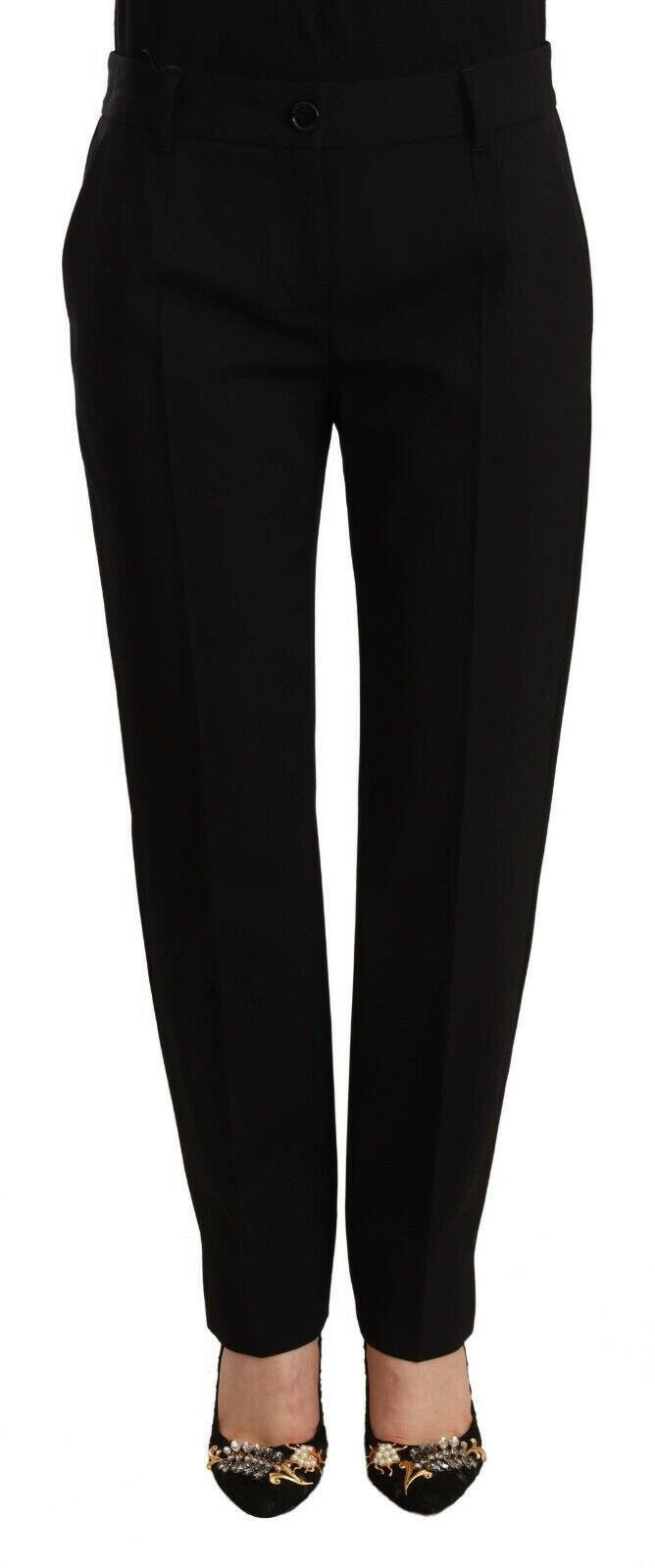Dolce & Gabbana Black Mid Waist Skinny Trouser Wool Pants -   -  Dolce & Gabbana.