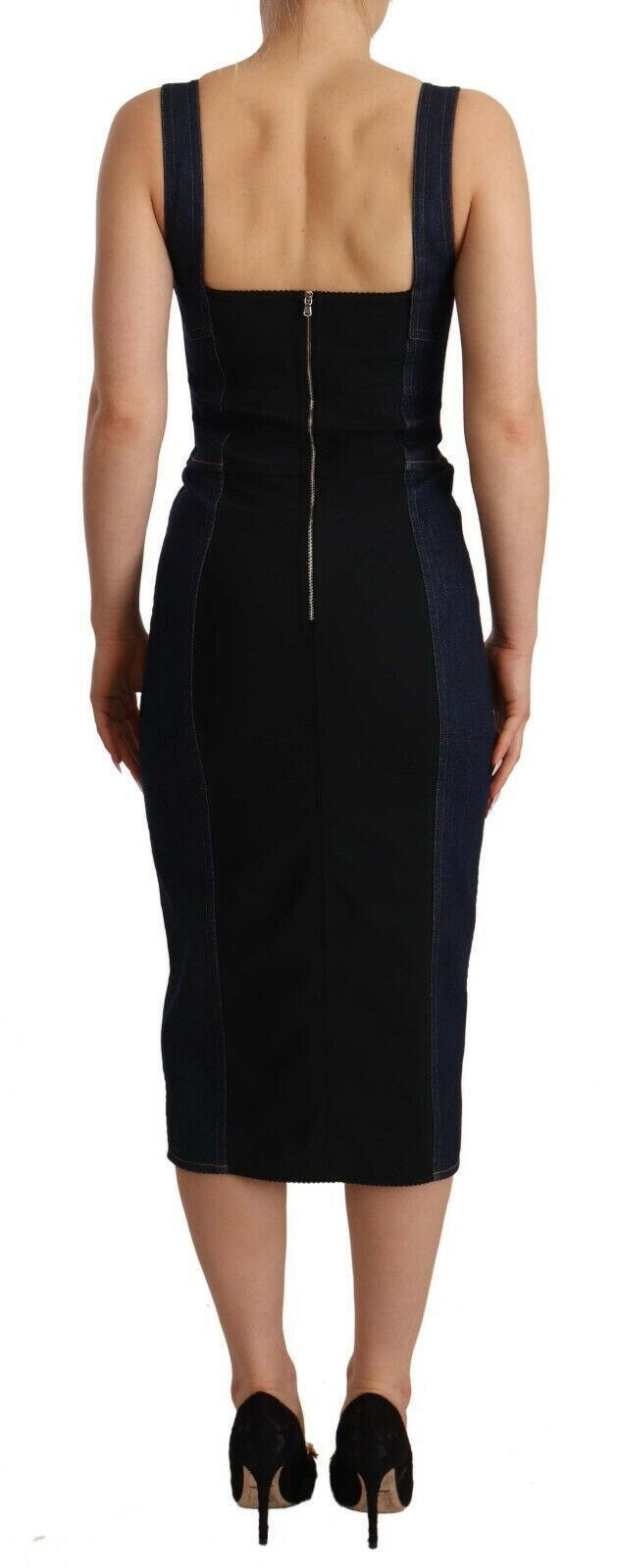 Dolce & Gabbana Dark Blue Cotton Denim Sheath Midi Dress -   -  Dolce & Gabbana. Dolce & Gabbana Dark Blue Cotton Denim Sheath Midi Dress -   -  Dolce & Gabbana.