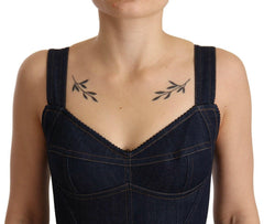 Dolce & Gabbana Dark Blue Cotton Denim Sheath Midi Dress -   -  Dolce & Gabbana.