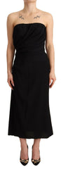 Dolce & Gabbana Black Silk Stretch Strapless Sheath Midi Dress -   -  Dolce & Gabbana.