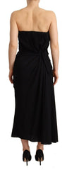Dolce & Gabbana Black Silk Stretch Strapless Sheath Midi Dress -   -  Dolce & Gabbana.
