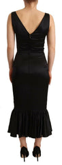 Dolce & Gabbana Black Silk Stretch Sheath Mermaid Midi Dress -   -  Dolce & Gabbana.
