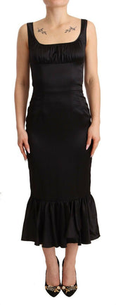 Dolce & Gabbana Black Silk Stretch Sheath Mermaid Midi Dress -   -  Dolce & Gabbana.