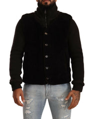 Dolce & Gabbana Black Leather Mens Turtle Neck Coat Jacket -   -  Dolce & Gabbana.