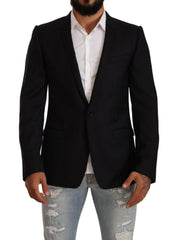 Dolce & Gabbana Black Wool Single Breasted Suit GOLD Jacket -   -  Dolce & Gabbana.