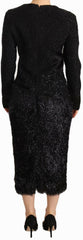 Masha Ma Black Studs Embellished Long Sleeves Sheath Midi Dress -   -  Masha Ma.
