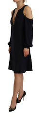 Twinset Black Long Sleeves Open Shoulder A-line Dress -   -  Twinset.