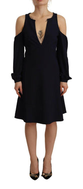Twinset Black Long Sleeves Open Shoulder A-line Dress -   -  Twinset.