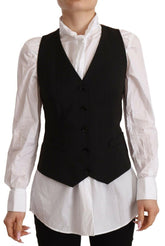 Dolce & Gabbana Black Button Down Sleeveless Vest Polyester Top -   -  Dolce & Gabbana.