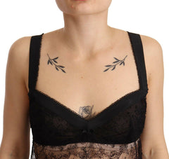 Dolce & Gabbana Black Silk Lace Babydoll Nylon Lingerie Top -   -  Dolce & Gabbana.