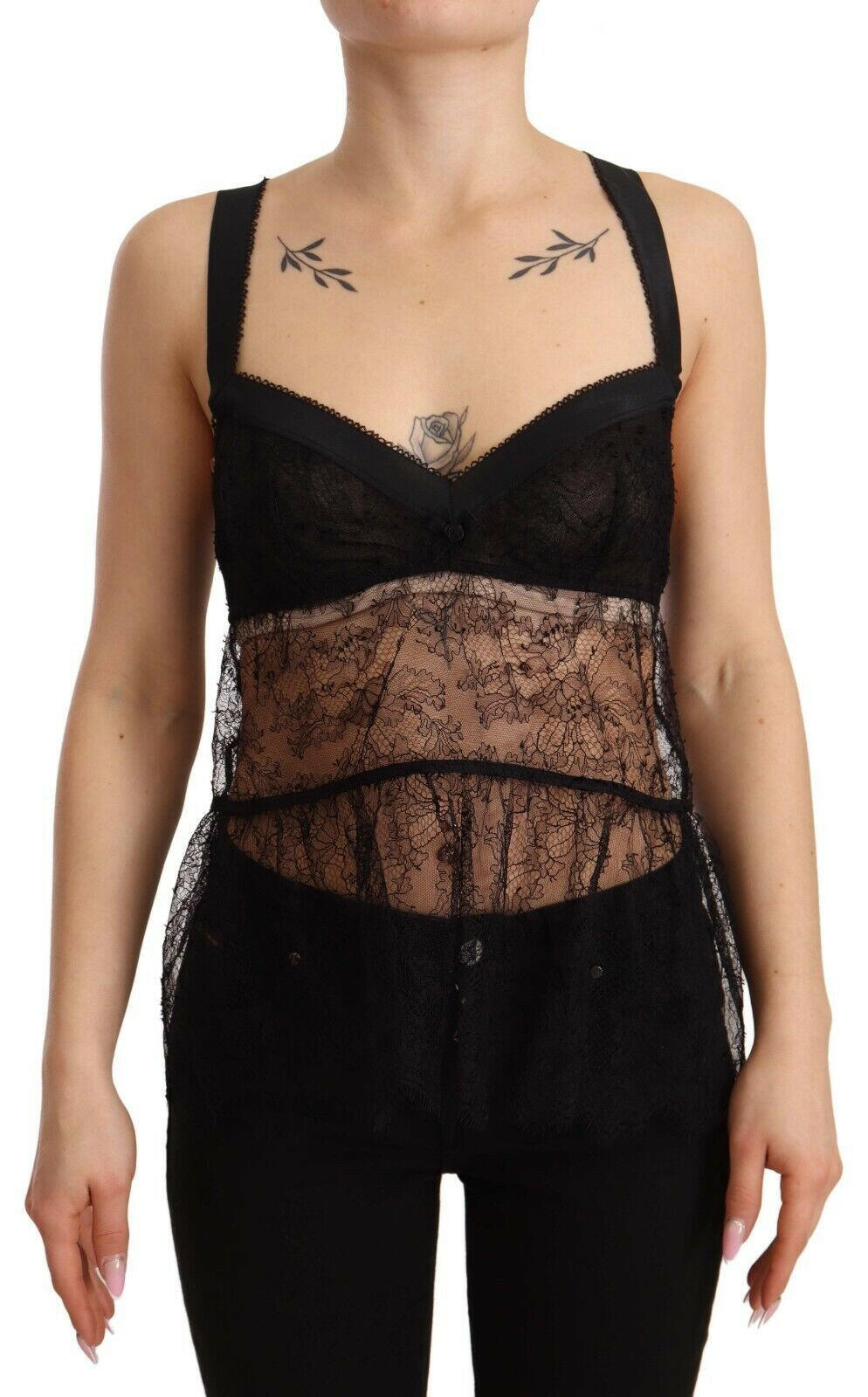 Dolce & Gabbana Black Silk Lace Babydoll Nylon Lingerie Top -   -  Dolce & Gabbana.