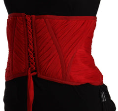 Dolce & Gabbana Red Corset Belt Stretch Waist Strap Silk Top -   -  Dolce & Gabbana.