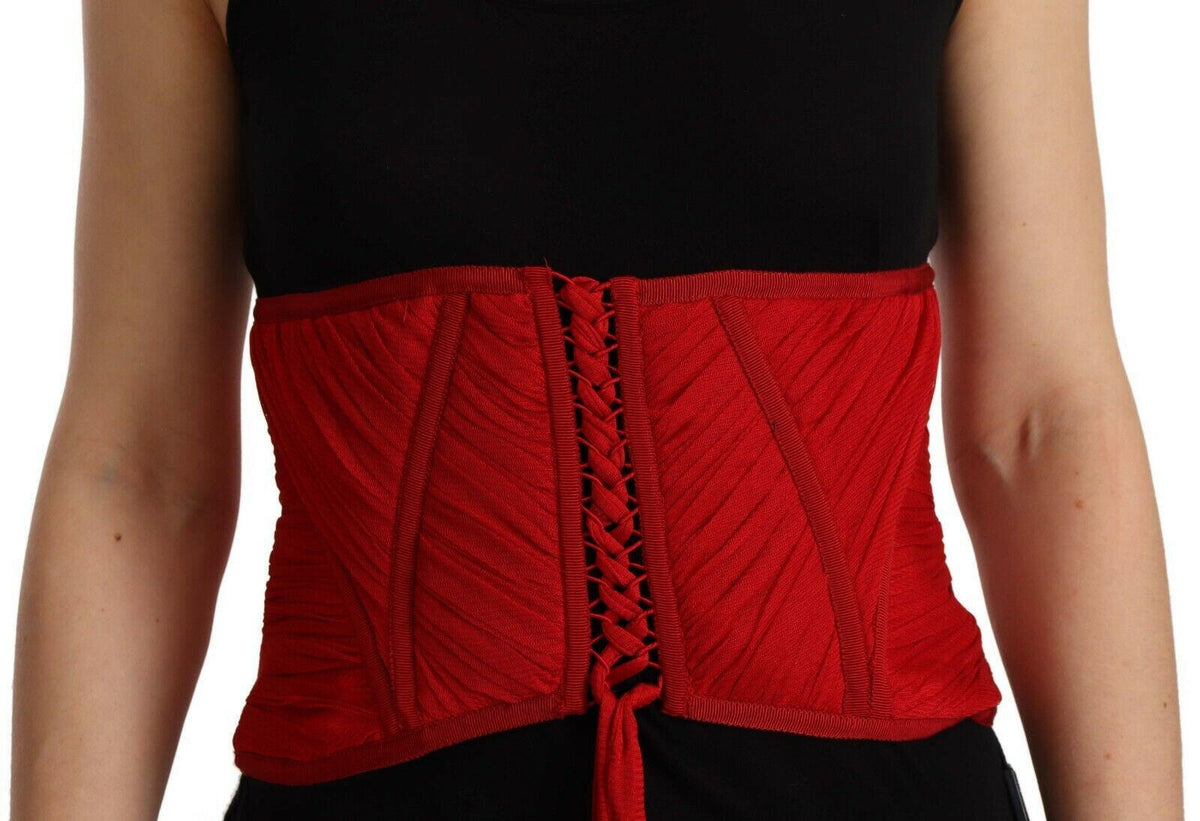 Dolce & Gabbana Red Corset Belt Stretch Waist Strap Silk Top -   -  Dolce & Gabbana.