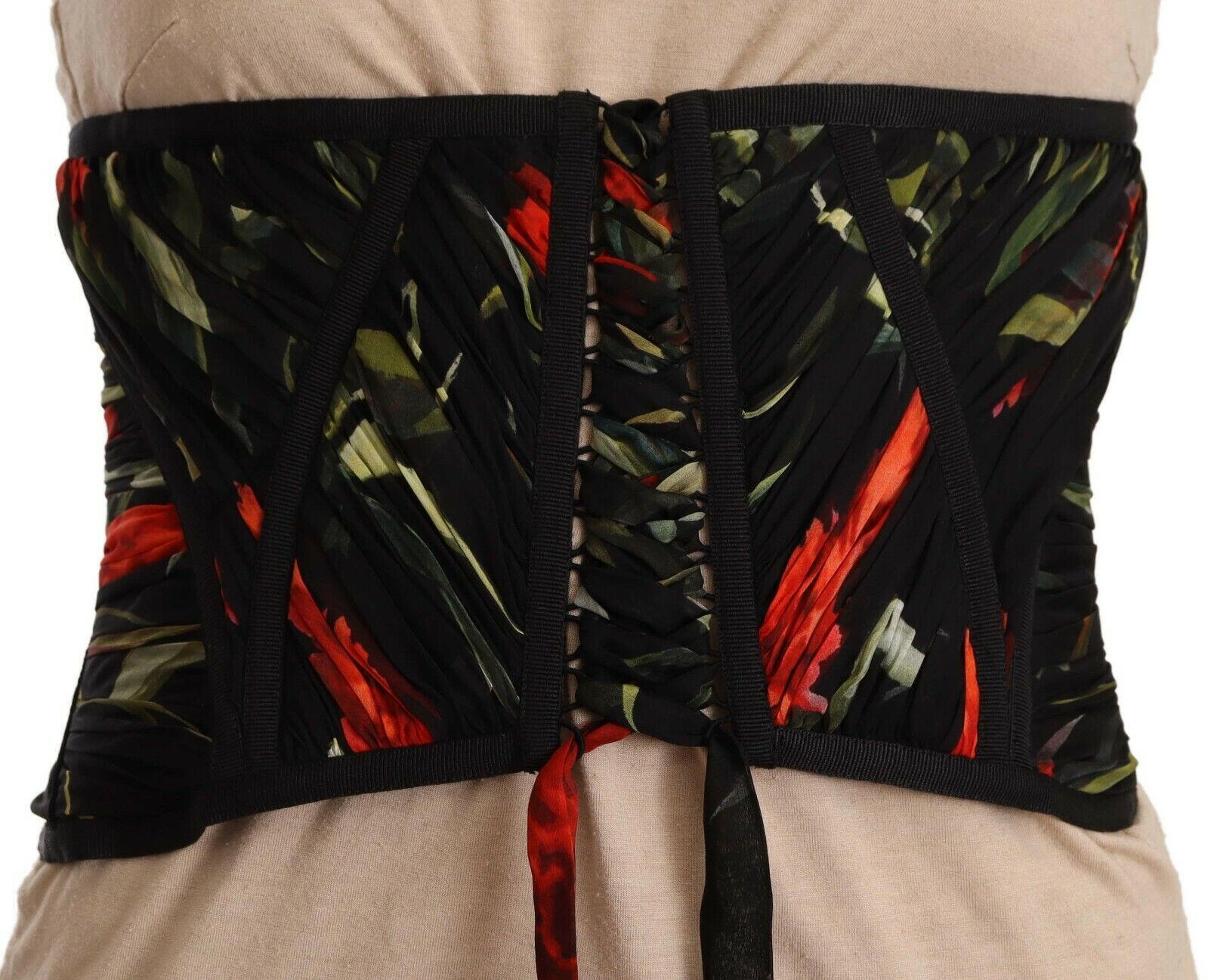 Dolce & Gabbana Black Corset Belt Stretch Waist Strap Silk Top -   -  Dolce & Gabbana.