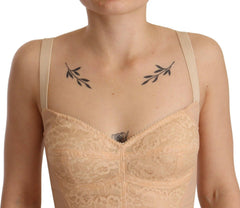 Dolce & Gabbana Beige Nylon Floral Lace Bodysuit Underwear -   -  Dolce & Gabbana.