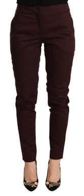 Just Cavalli Maroon Mid Waist Skinny Women Trouser Pants -   -  Just Cavalli.